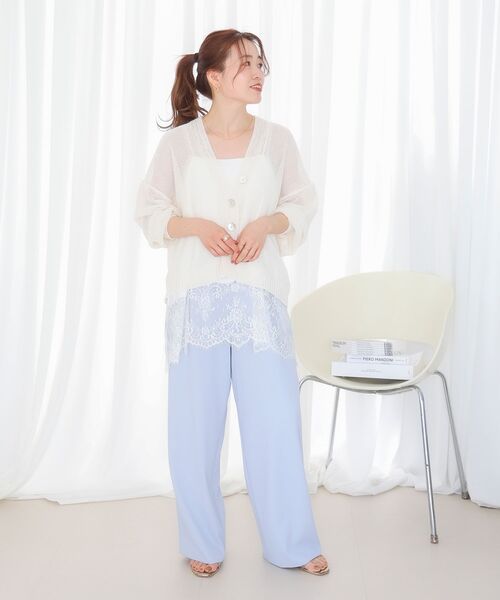 「le.coeur blanc」 イージーパンツ 36 サックスブルー レディース_画像8