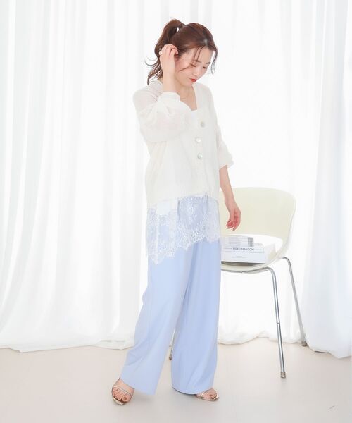 「le.coeur blanc」 イージーパンツ 36 サックスブルー レディース_画像9