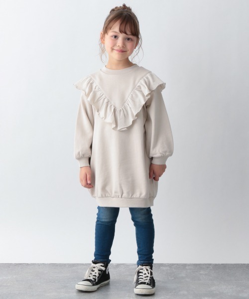 4⭐︎女の子ワンピース、24Mスウェット GLOBAL WORK ワンピース 「キッズ」フリフリgirlyスウェット