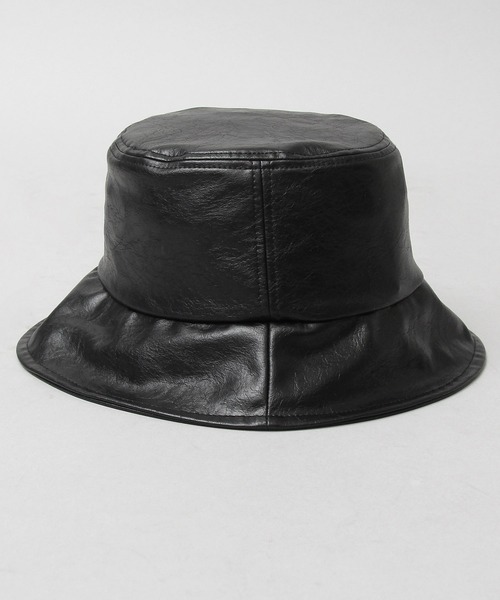 FOXEY 黒 バケットハット レザー装飾 FOXEY 黒 バケットハット レザー装飾 FOXEY 黒 バケットハット レザー