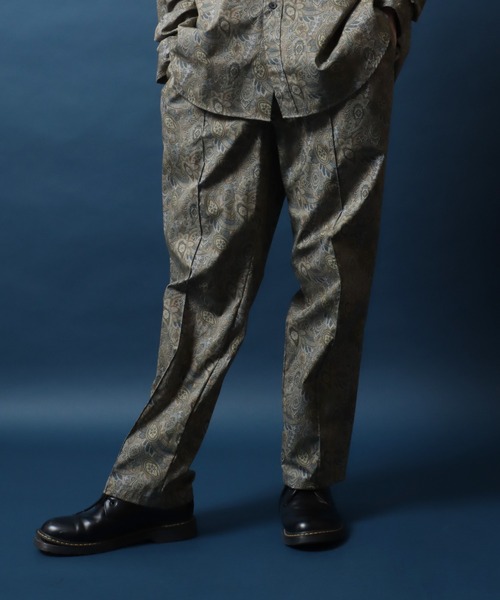ANPAS パンツ MADE IN JAPAN Paisley Pattern Print Crease Wide