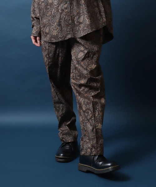 ANPAS パンツ MADE IN JAPAN Paisley Pattern Print Crease Wide