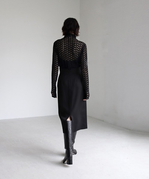 新品　theory luxe ペンシルスカート　黒　ブラック　40 DRESSLAVE（ドレスレイブ） スカート twill back slit pencil skirt