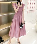 ワンピース 夏 半袖 オフショルシャーリングワ...の詳細画像1