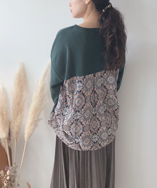AS KNOW AS（アズノゥアズ） tシャツ ワッフル切替えプルオーバー