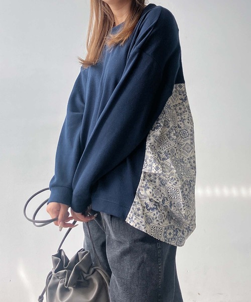 AS KNOW AS（アズノゥアズ） tシャツ ワッフル切替えプルオーバー