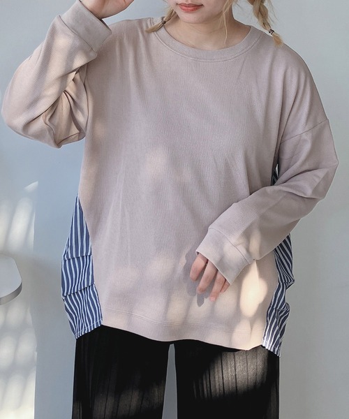 AS KNOW AS（アズノゥアズ） tシャツ ワッフル切替えプルオーバー