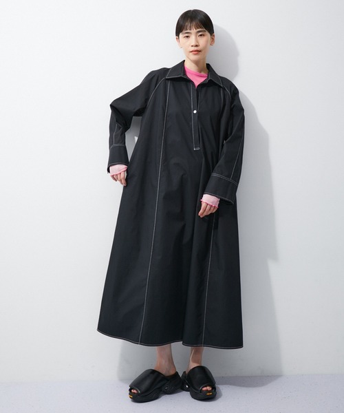 美品✨アダムエロペ テントライン ストライプ スキッパーシャツワンピース ADAM ET ROPÉ FEMME(アダム エ ロペ ファム) / 【アウトレット