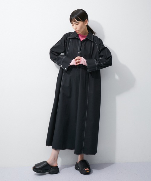 ADAM ET ROPE' シャツワンピース テントラインシャツワンピース