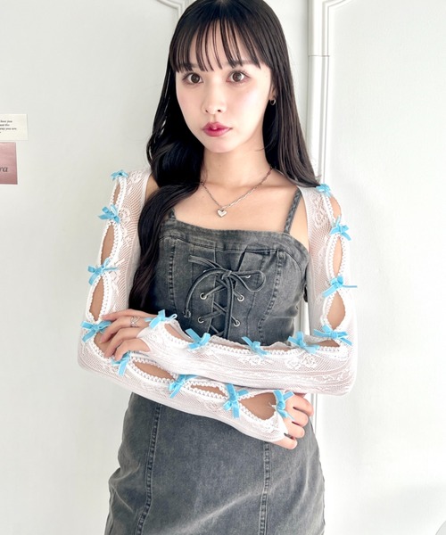Loueme アームカバー メニーリボンボレロアームカバー レディース