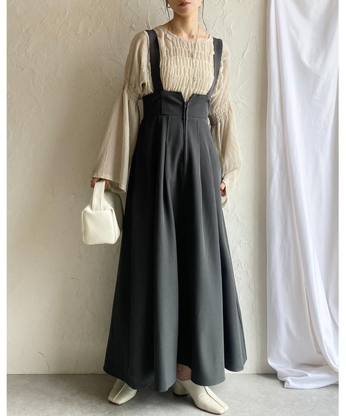 ♡今期・新品未使用・フロントジップジャンバースカート♡ダークブラウン She's Closet ジャンパースカート 「低身長向けサイズあり」ハイ