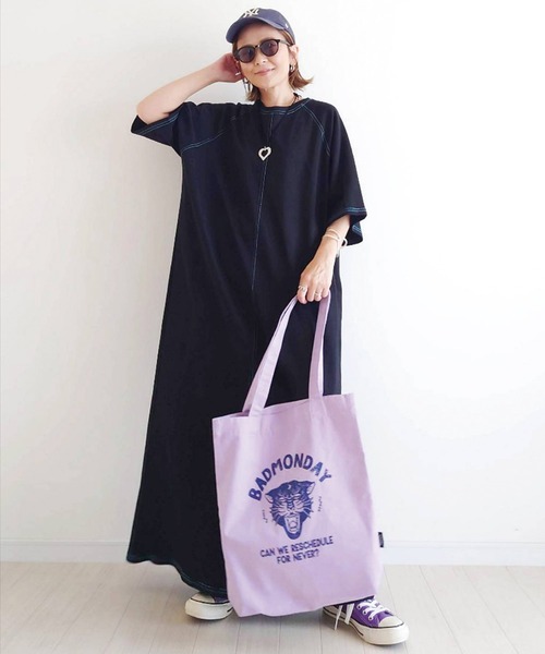 ワンピース 「CORNERS by yui」配色ステッチラグランTシャツワンピース
