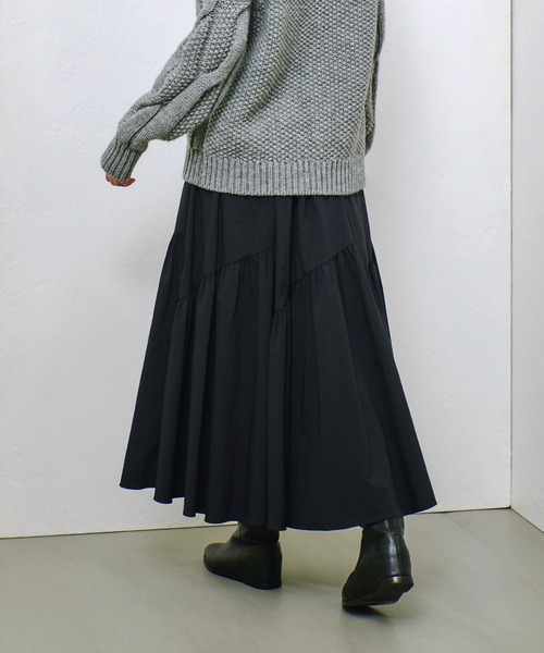 allureville（アルアバイル） ロング スカート バイヤス切替ギャザー