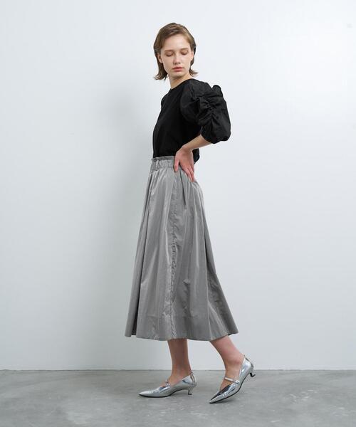 LANVIN en Bleu スカート ワッシャータフタプリーツフレア LANVIN en Bleu スカート ワッシャータフタプリーツフレア