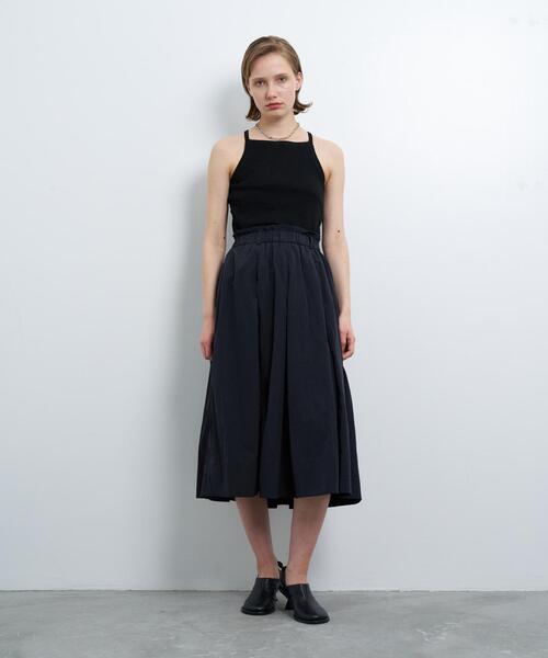 LANVIN en Bleu スカート ワッシャータフタプリーツフレア LANVIN en Bleu スカート ワッシャータフタプリーツフレア