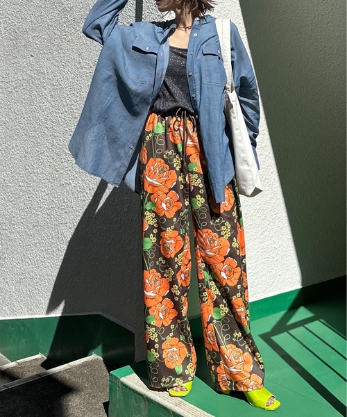 mi via loca ワイドパンツ パンツ アソート柄イージーパンツ
