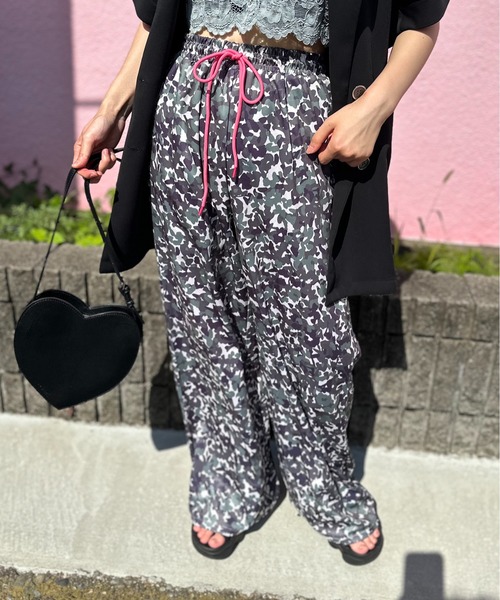 mi via loca ワイドパンツ パンツ アソート柄イージーパンツ