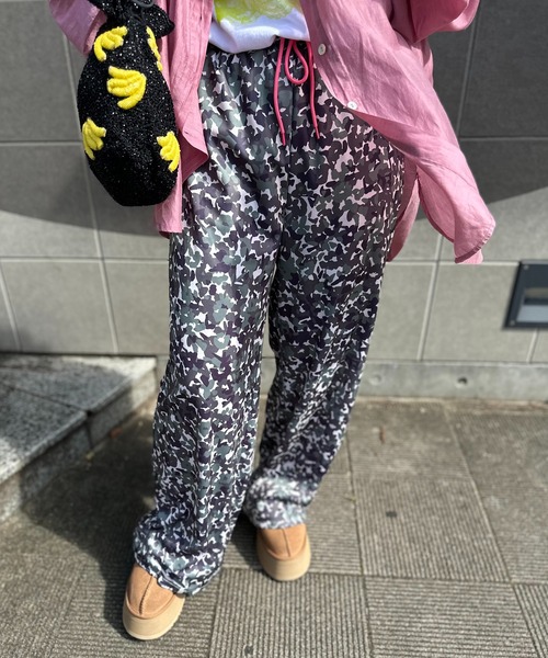 mi via loca ワイドパンツ パンツ アソート柄イージーパンツ