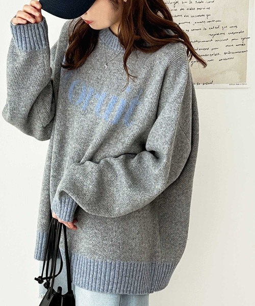 GeeRA（ジーラ） ニット セーター モヘアライクジャガードロゴニット