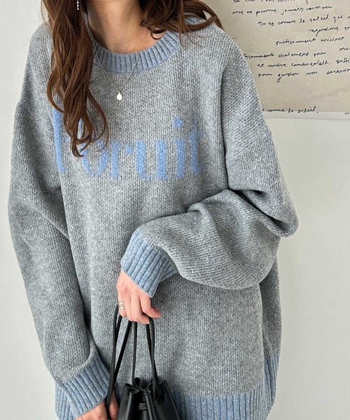 GeeRA（ジーラ） ニット セーター モヘアライクジャガードロゴニット