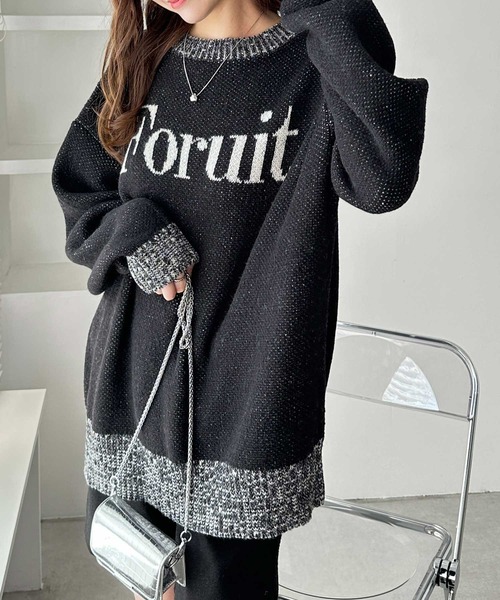 GeeRA（ジーラ） ニット セーター モヘアライクジャガードロゴニット