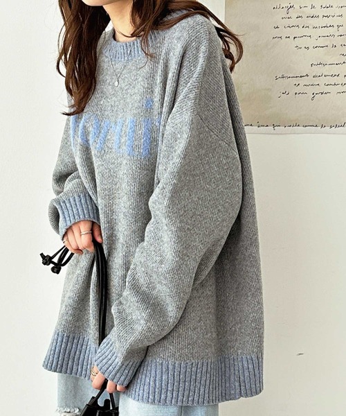 GeeRA（ジーラ） ニット セーター モヘアライクジャガードロゴニット