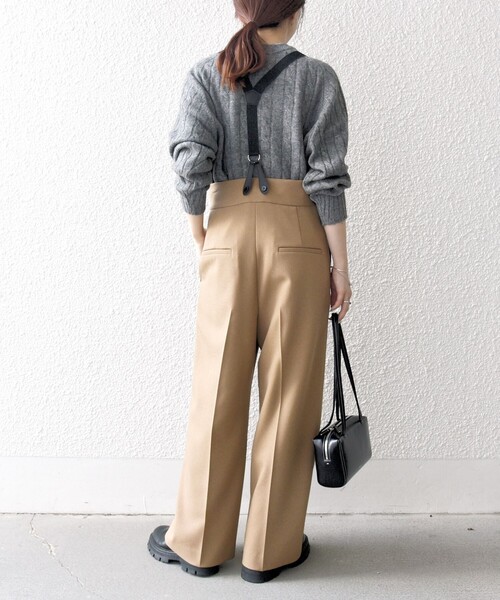 良デザイン◎ 00s PPFM サスペンダー テック ワイドパンツ N796 SHIPS any パンツ any:「洗濯機可能」マニッシュ サスペンダー ワイド