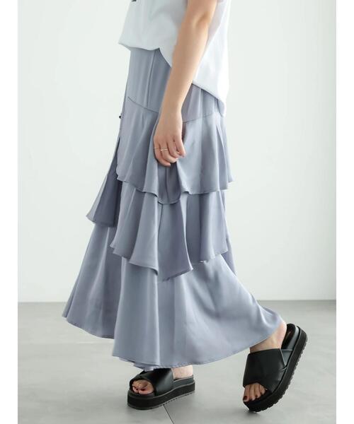 Te chichi スカート アシンメトリーティアードロングスカート