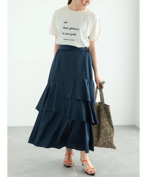 Te chichi スカート アシンメトリーティアードロングスカート