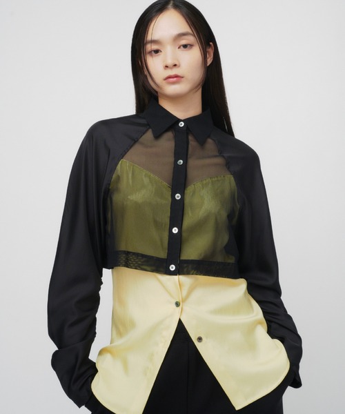 ブラウス シャツ LAYERING SHEER SHIRTS / レイヤリングシアーシャツ レディース