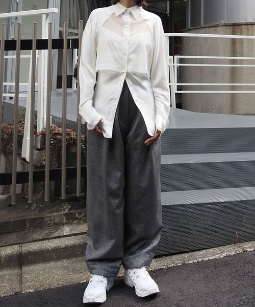 ブラウス シャツ LAYERING SHEER SHIRTS / レイヤリングシアーシャツ レディース THINGS THAT MATTER ブラウス シャツ LAYERING SHEER SHIRTS