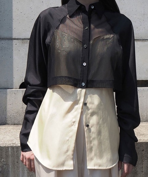 ブラウス シャツ LAYERING SHEER SHIRTS / レイヤリングシアーシャツ レディース LAYERING SHEER SHIRTS / レイヤリングシアーシャツ（シャツ