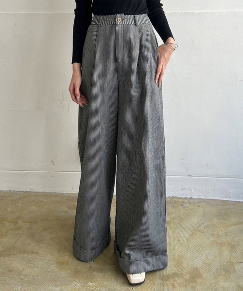 【Aki＊○°・さん専用】 sironeウールデニムクロップドタックパンツ circa make wrap up denim cropped pants | 77circa