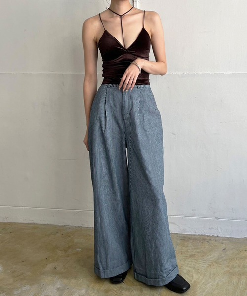 【美品✨】LIVINGTONE DOLKワイドデニムパンツ ロールアップ 36 LIVINGTONE ジーンズ デニム デニムパンツ LIVINGTONE(リヴィン