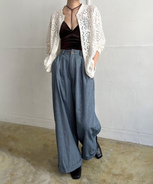 【Aki＊○°・さん専用】 sironeウールデニムクロップドタックパンツ circa make wrap up denim cropped pants | 77circa