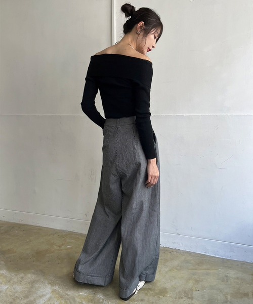 美品✨LIVINGTONE dulk ロールアップワイドデニム　ブラック　36 ワイドデニム ロールアップの関連商品 | ユニクロ