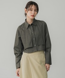 ブラウス シャツ クロップトヨークハオリ シャツ レディース any SiS｜【UVカット・接触冷感・速乾】クロップトヨークハオリ