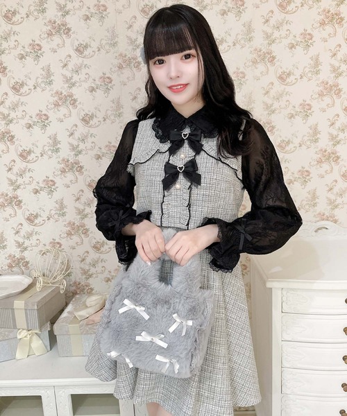 ROJITA（ロジータ） ハンドバッグ リボン付ふわふわファーバック