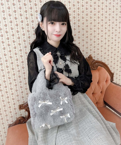 ROJITA（ロジータ） ハンドバッグ リボン付ふわふわファーバック