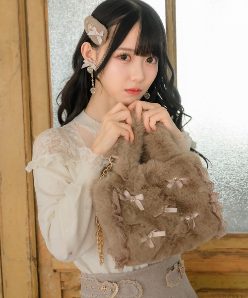 BOGUTA ふわふわおリボンbag L お取り寄せ/即納品】【BOGUTA】ふわふわおリボンBag【S/M/L】【8色