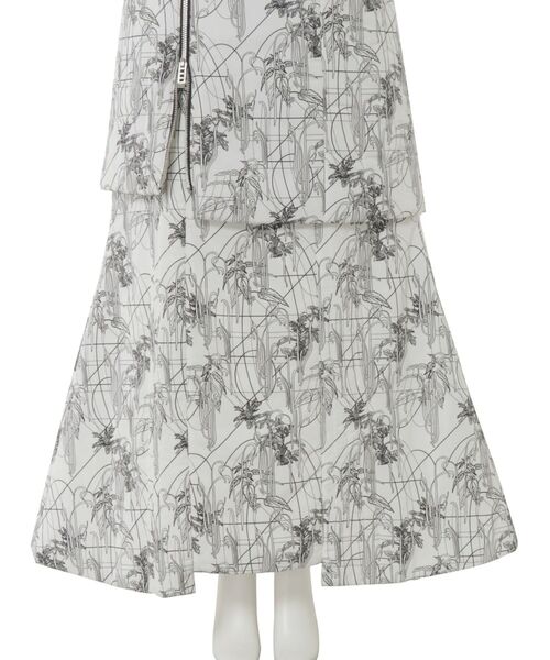 UN3D. スカート LINE FLOWER PADDED ZIP SK / ラインフラワーパ