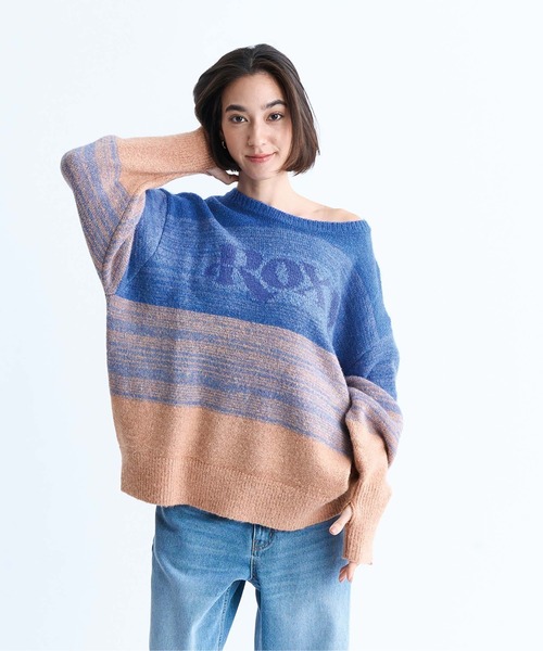 ニット セーター WISH UPON THE STAR/ロキシーグラデーションワンポイントロゴニット レディース ROXY ニット セーター WISH UPON THE STAR/ロキシー