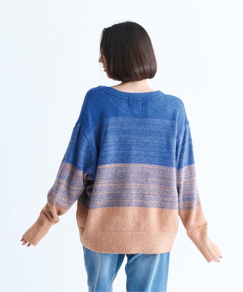 ニット セーター WISH UPON THE STAR/ロキシーグラデーションワンポイントロゴニット レディース ROXY ニット セーター WISH UPON THE STAR/ロキシー