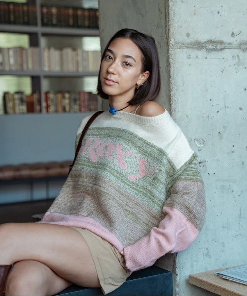 ニット セーター WISH UPON THE STAR/ロキシーグラデーションワンポイントロゴニット レディース ROXY ニット セーター WISH UPON THE STAR/ロキシー
