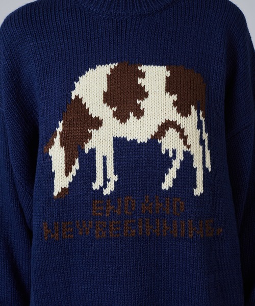 ONCILY（オンシェリー） セーター ニット COW PATTERN LOW-GAUGE KNIT
