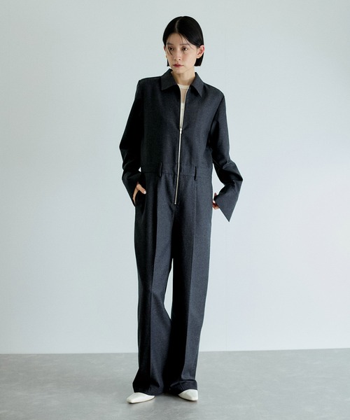 ADAM ET ROPE'（アダムエロペ） オールインワン フラノシャツカラーZIP