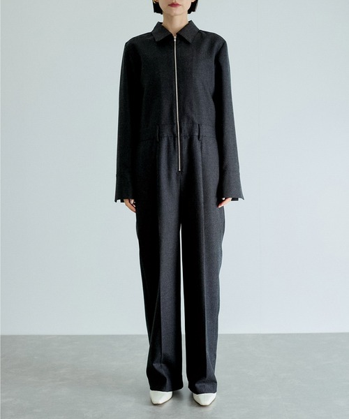 ADAM ET ROPE'（アダムエロペ） オールインワン フラノシャツカラーZIP