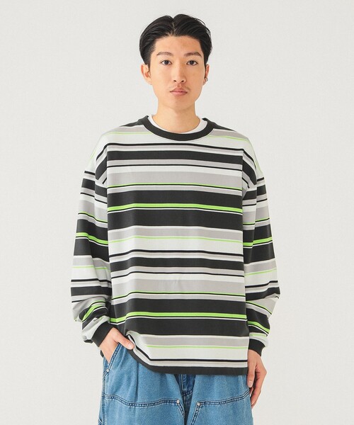 BEAMS tシャツ マルチボーダー ロングスリーブ Tシャツ メンズ