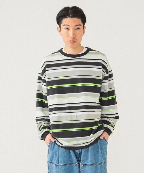 BEAMS tシャツ マルチボーダー ロングスリーブ Tシャツ メンズ