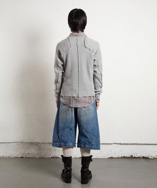 NVRFRGTの3D TWISTED JORTSワイドデニムハーフパンツ NVRFRGT（ネヴァーフォーゲット） ハーフパンツ ワイドパンツ ジーンズ
